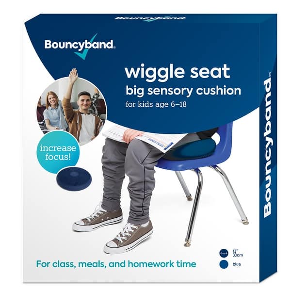 slide 2 of 7, Bouncyband Big Wiggle Seat Sensory Cushion, Blue Blue