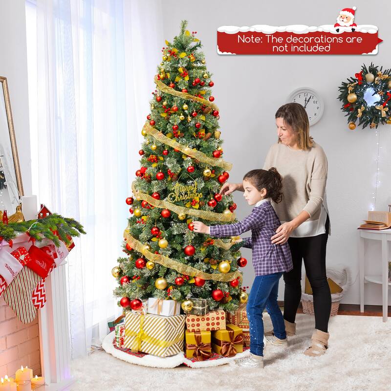 Gymax 5/7.5/9 FT Artificial Xmas Tree w/ 1416 Branch Tips 560 Warm