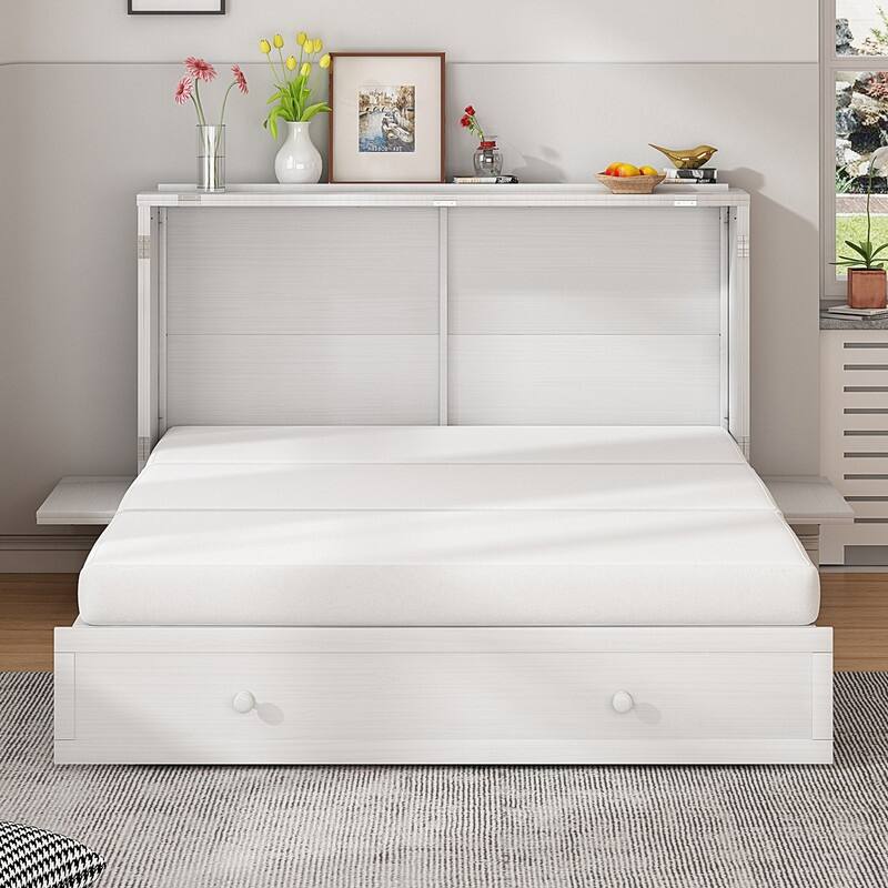 Mixoy Murphy Bed,Cube Cabinet Chest Bed with Charging Station