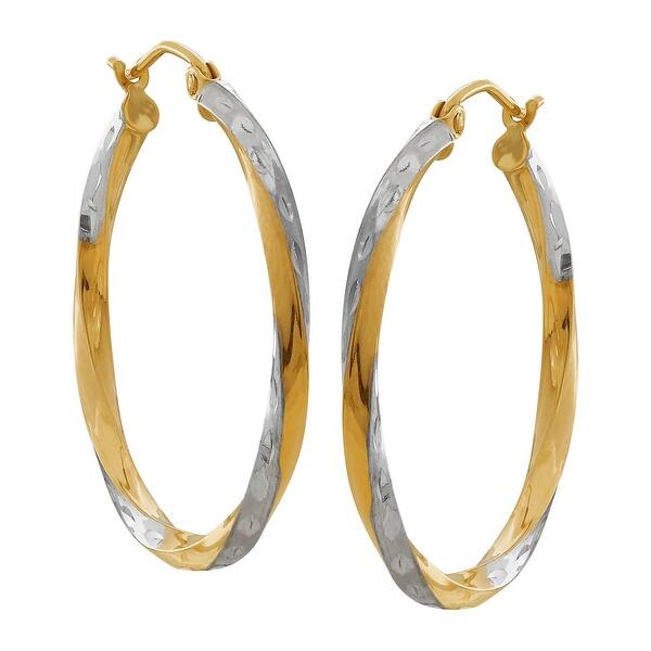 Rose Gold Tone Over Sterling Silver Intertwining Rope Hoop Earrings 30MM Rose Gold Tone Over Sterling Silver Intertwining Rope Hoop Earrings 30MM