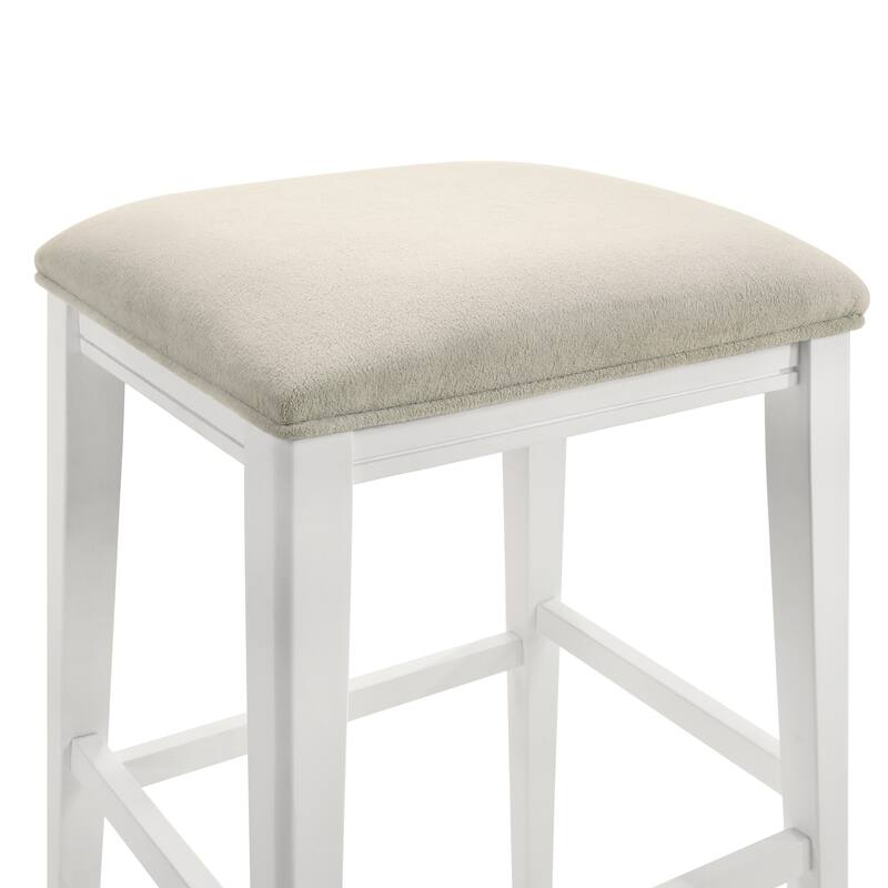Jane Contemporary Transitional Backless Wood Counter Height Kitchen Bar Stool with Fabric Upholstered Seat