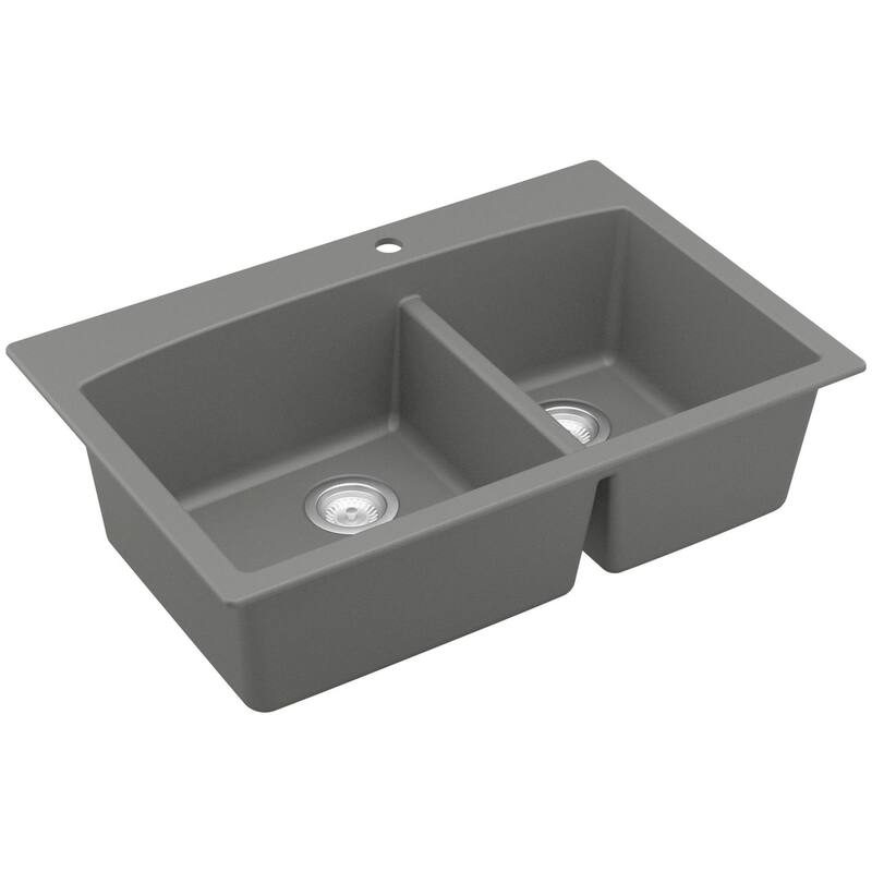 Karran USA QT-711 Quartz QT 33" Drop In Double Basin Quartz Composite - Grey