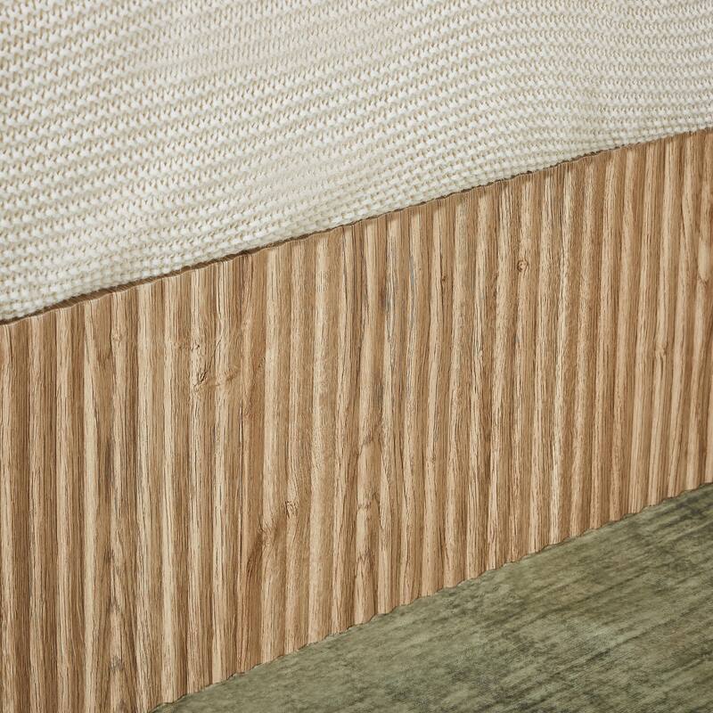 Queen Size Lift-Up Storage Bed Frame with Wooden Corrugated Curved Lines