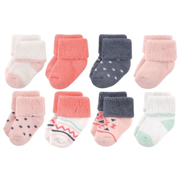 slide 1 of 1, Luvable Friends Baby Girl Newborn and Baby Terry Socks, Girl Aztec Girl Aztec - 0-6 Months