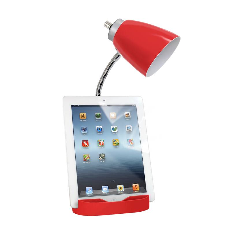 18.5 in. Chrome Finish Table Lamp with Red Shade, Desk Lamp for Writing and Computer Desks