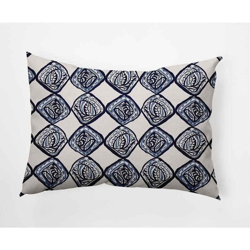 Cowry Check Outdoor Pillow - Navy Blue - 14" x 20"