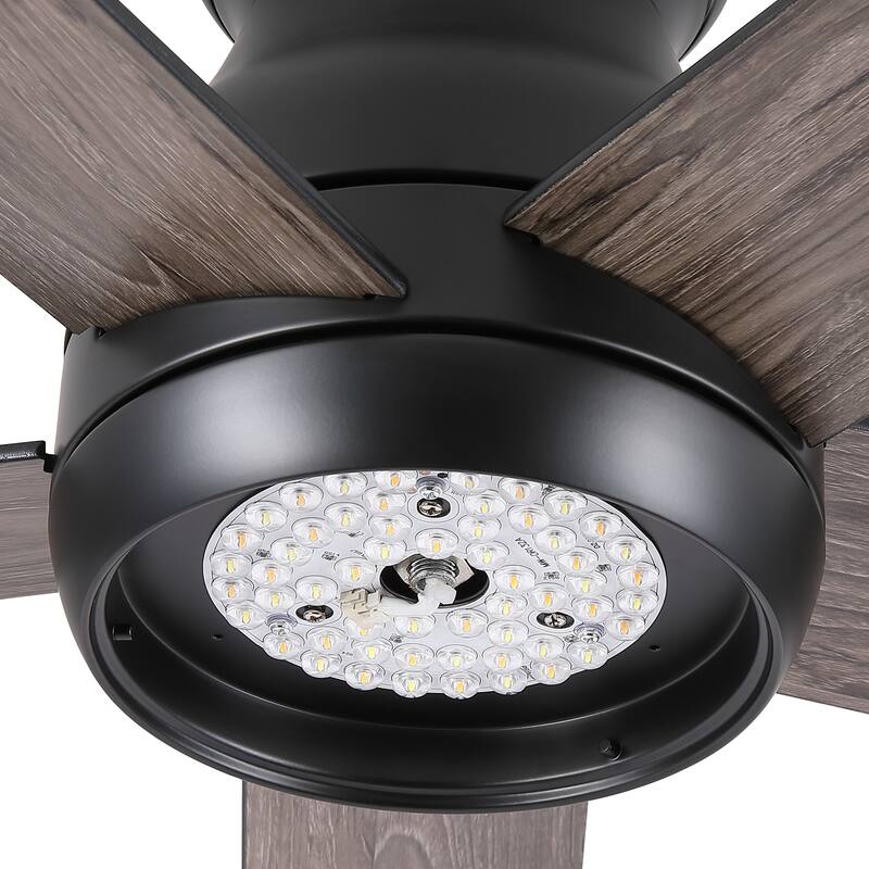 YUHAO AeroLite 48 in. Indoor White Low Profile Standard Ceiling Fan with Bright White Integrated LED Light Kit, Remote Included