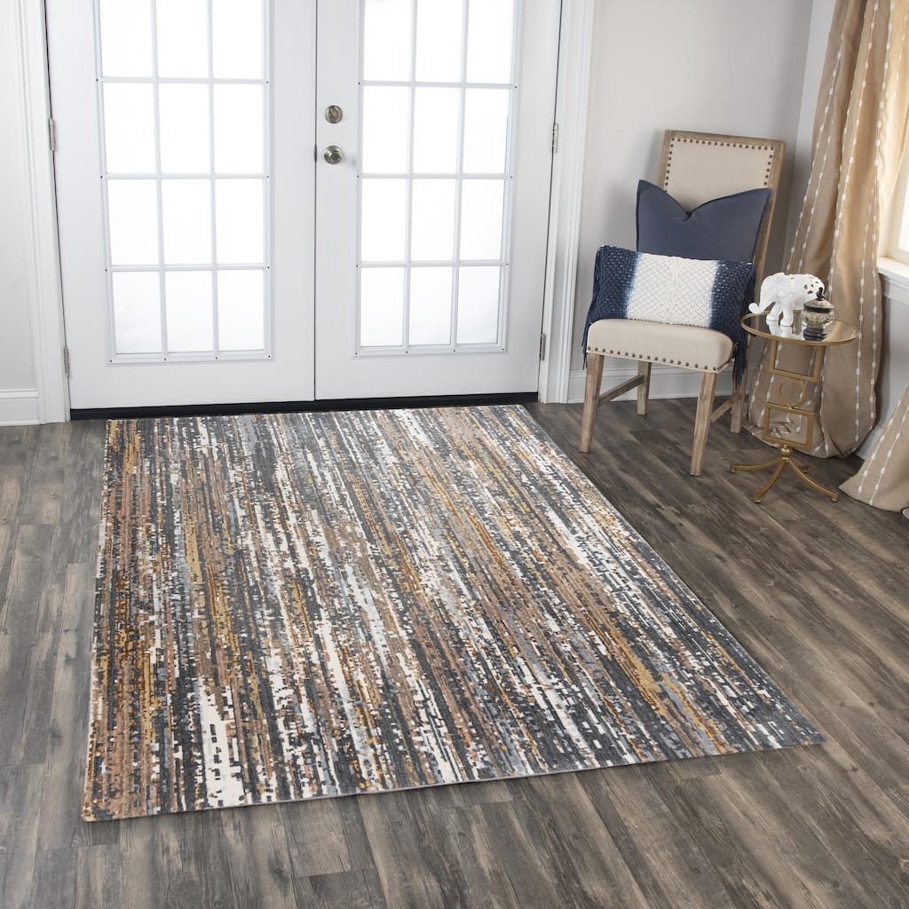 Alora Decor Jade Transitional Charcoal/ Multi Recycled Polyester Area Rug