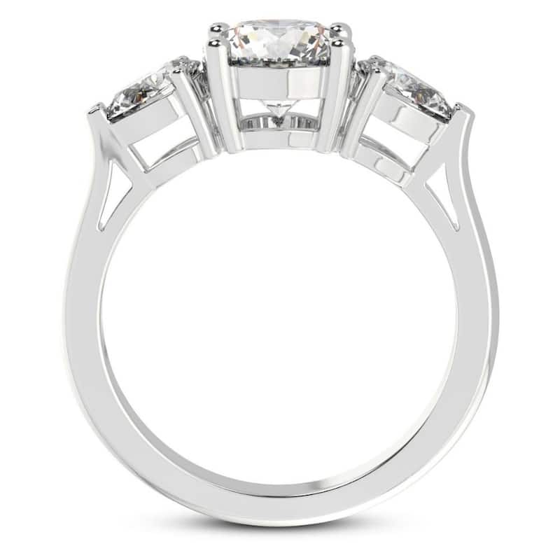 1 3/4Ct Pear Shape 3 Stone Diamond Engagement Ring in White, Yellow or Rose Gold