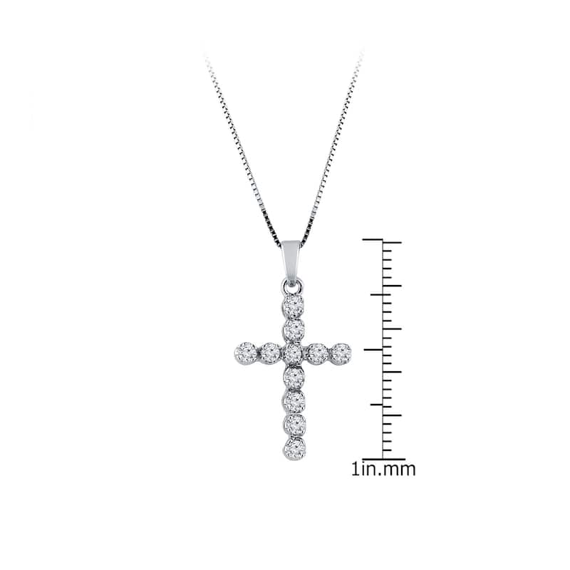 Auriya 14k Gold Round Diamond Cross Necklace 3/8cttw (H-I, I2-I3)