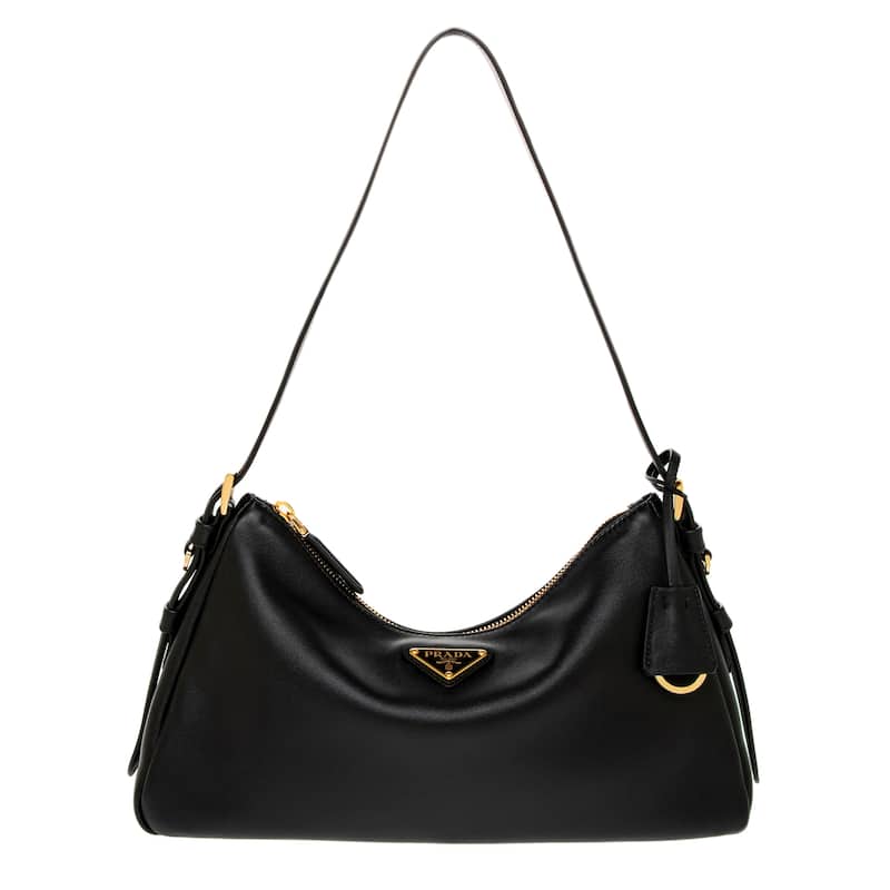 Prada Anime Medium Leather Shoulder Bag - Black