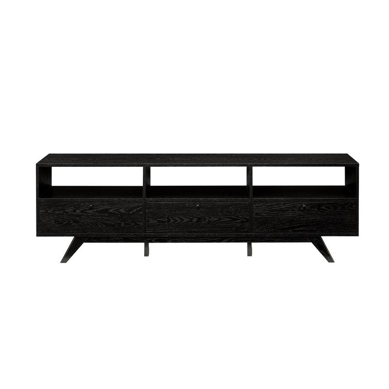 Stylish 3-Door Low Profile TV Stand for TVs Up to 80 Inches - Perfect for Scandi and Japandi Decor