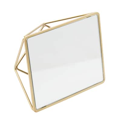 Home Details Geometric Design Vanity Mirror in Gold - 9.4"x 7.4"x 3"