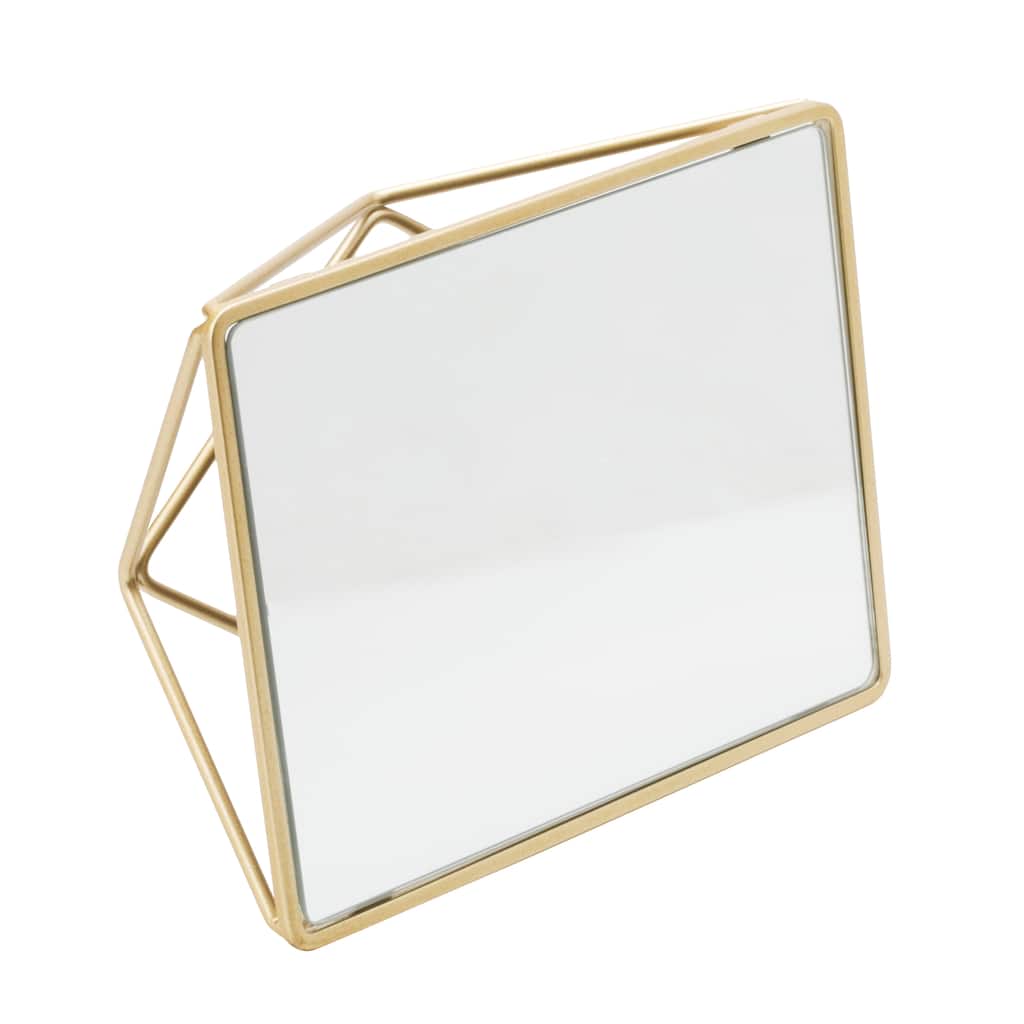 Home Details Geometric Design Vanity Mirror in Gold - 9.4"x 7.4"x 3"
