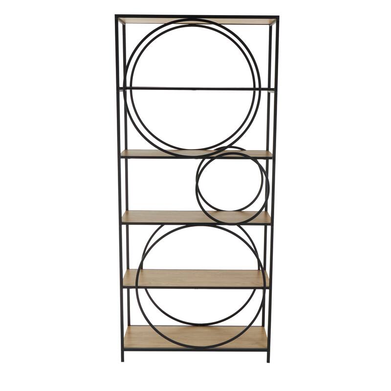 Black Metal Circle Shelving Unit with Black Metal Frame