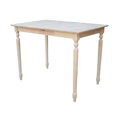 International Concepts 32-inch Wide Unfinished Turned Style Parawood Counter Height Dining Table with Butterfly Extension