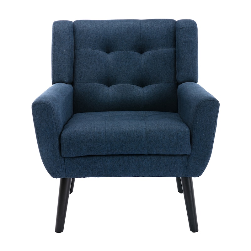 Modern Soft Linen Ergonomics Accent Chair Living Room Chair Bedroom Chair Home Chair With Black Legs