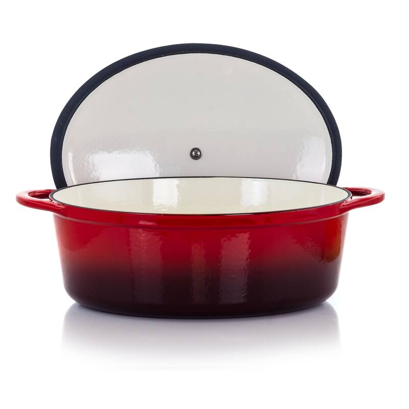 MegaChef Cast Iron Casserole Dish w/ Enameled Coating and 7 QtCapacity