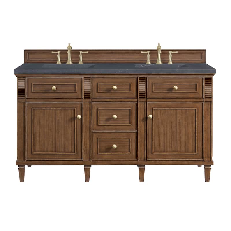 James Martin Vanities 424-V60D-3CSP Lorelai 60" Double Basin Wood - Mid-Century Walnut - Walnut Finish
