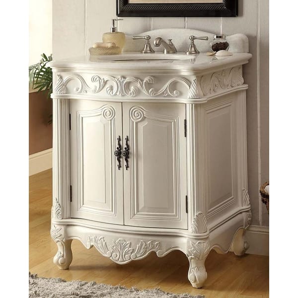 slide 2 of 6, 27" Benton Collection Hayman Victorian White Bathroom Vanity Antique - Antique White - Single Vanities