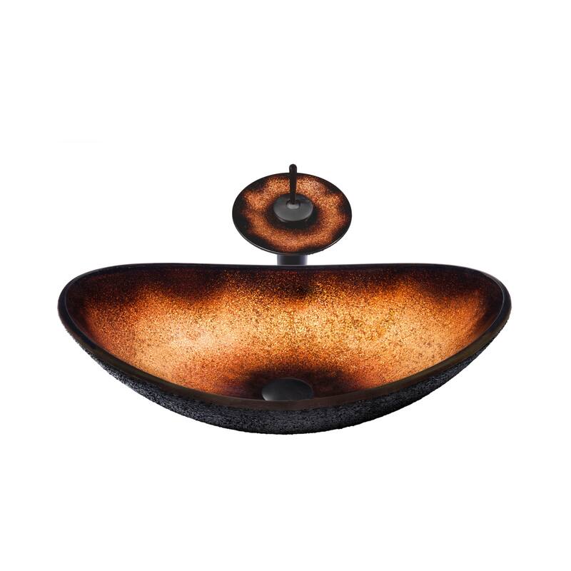 Miseno Hand Painted 21-1/2" Glass Vessel Bathroom Sink with Single - Oil Rubbed Bronze