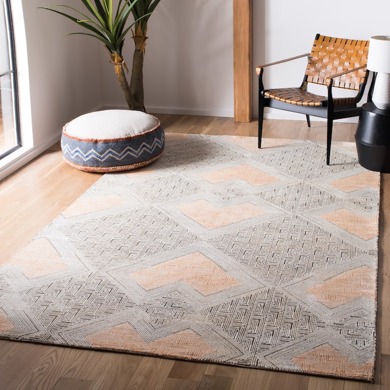 SAFAVIEH Couture Hand-knotted Kensington Nyncke Wool Rug - 9' x 12' - Ivory/Black