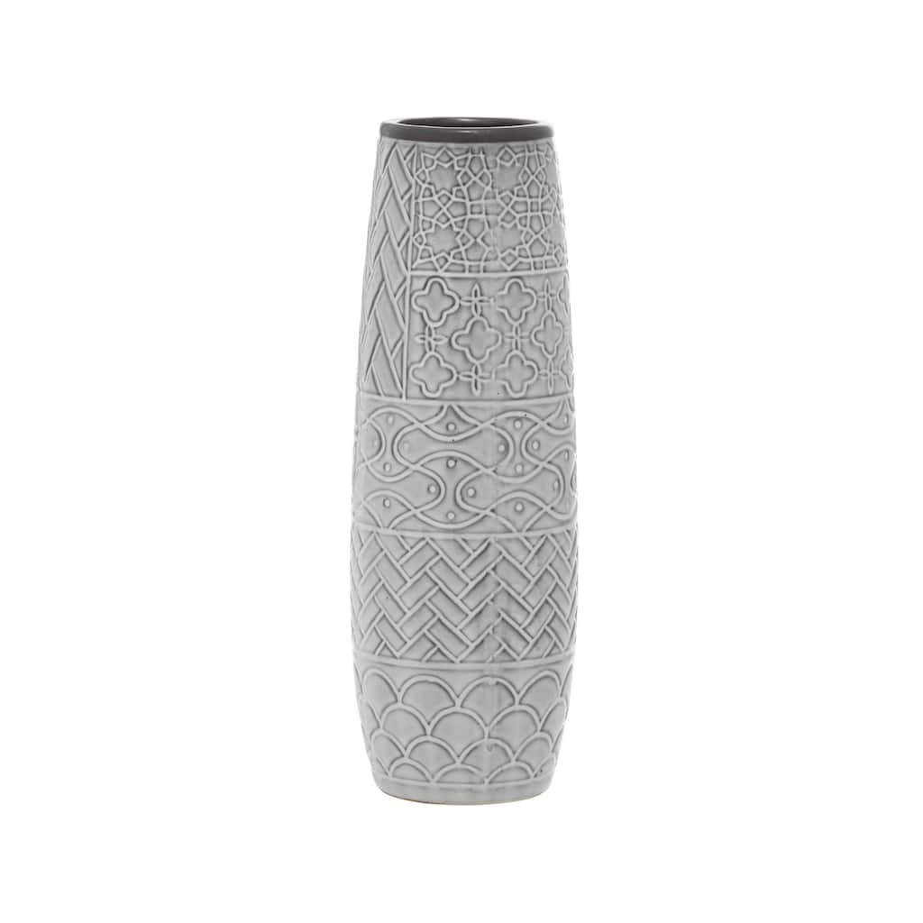 Ceramic Vase with Varying Patterns - Gray - Roche River Decor