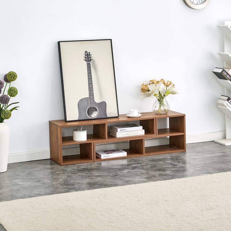 47.2" L-Shaped Modular TV Stand with Adjustable Shelves - Walnut