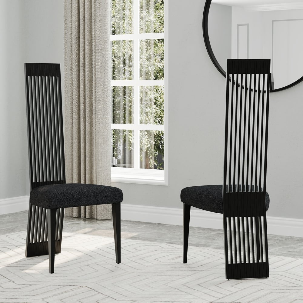 Modern Luxury Boucle Dining Chairs with High Back Design and Metal Legs
