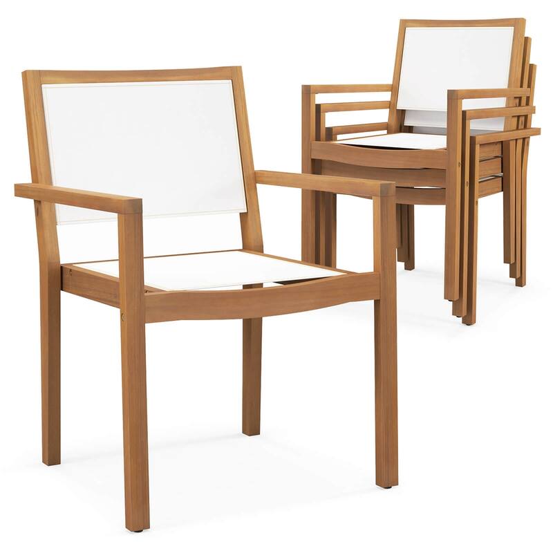 Costway Stackable Dining Chair Set of 2/4 with Wear-resistant Fabric &