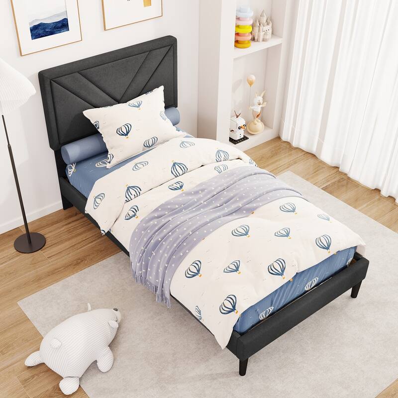 Gymax Twin / Full / Queen Size Bed Frame w/ Tufted Headboard & Wooden