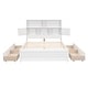 preview thumbnail 8 of 14, Full Size Platform Bed with Storage Headboard, Charging Station, 4-Drawers, Solid Pine Wood Bed Frame for Bedroom, White