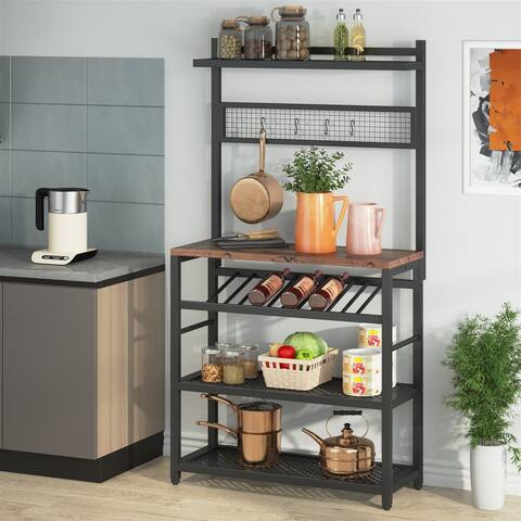 5-Tier Baker's Rack, Kitchen Microwave Oven Stand, Free Standing Kitchen Utility Storage Shelf Rack