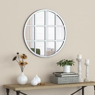 Sadler Framed Round Window Pane Decorative Mirror