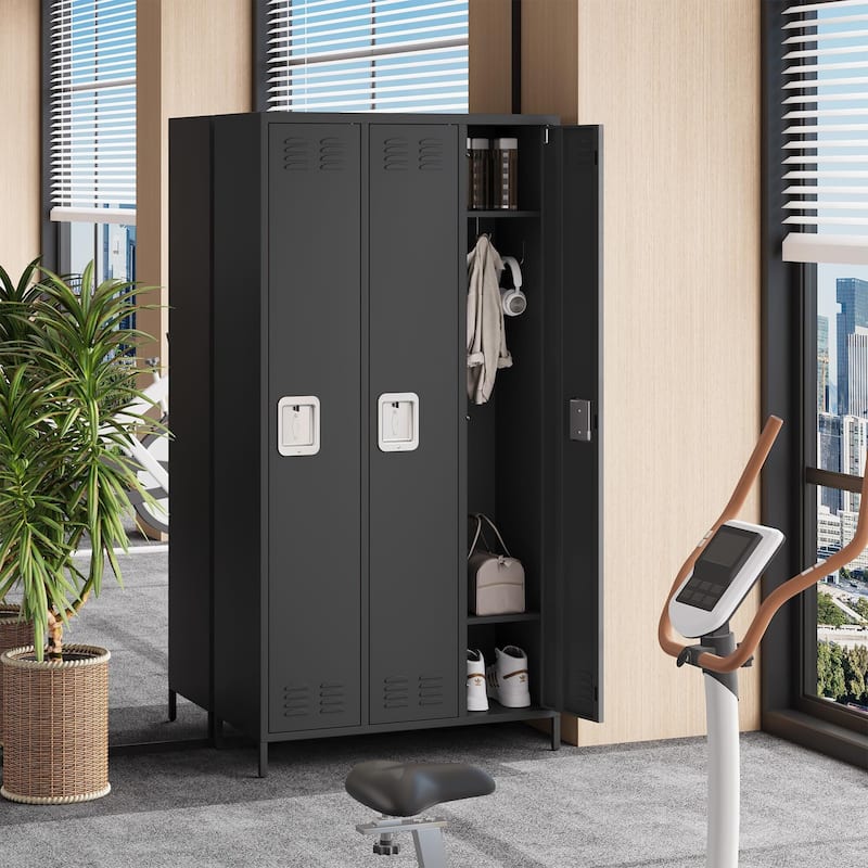 3 Doors Employee Lockers for Office, Metal Sorage Locker Combination, Lockable Employees Metal Locker with Door