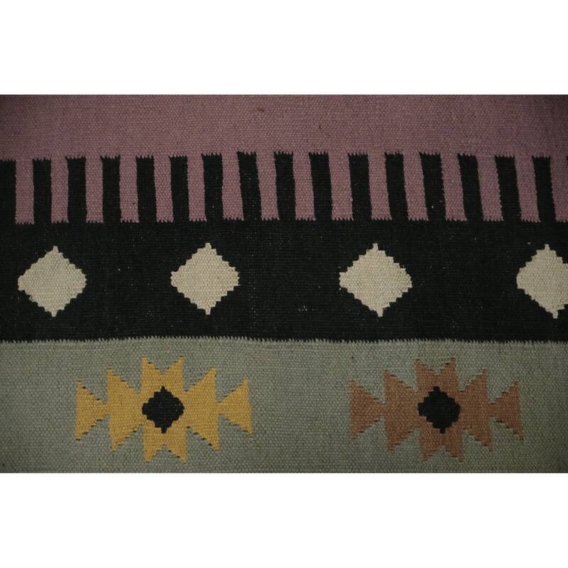 Hand Woven Oriental 100% Wool Carpet Southwestern Tribal Multi-Colored Kilim Area Rug - 11' 5'' X 5' 3''