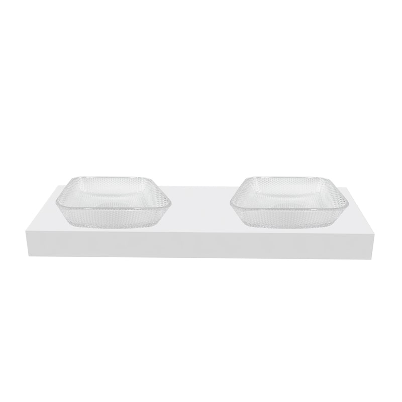 Decorative 16" Square Crystal Vessel Sinks With White Base