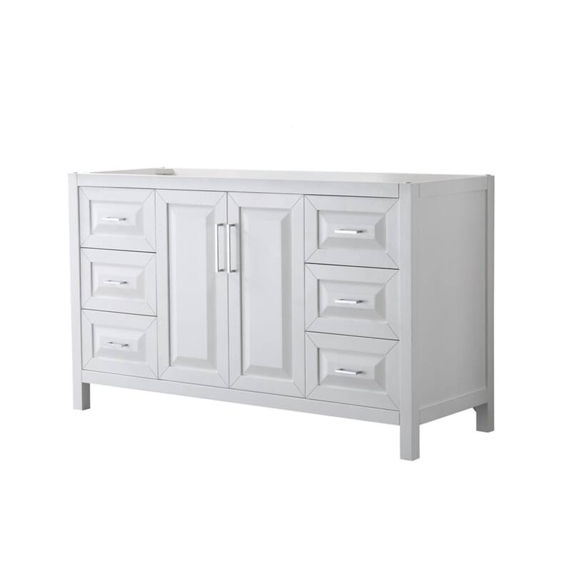 Wyndham Collection Daria 59" Single Free Standing Vanity Cabinet Only - White / Polished Chrome Hardware