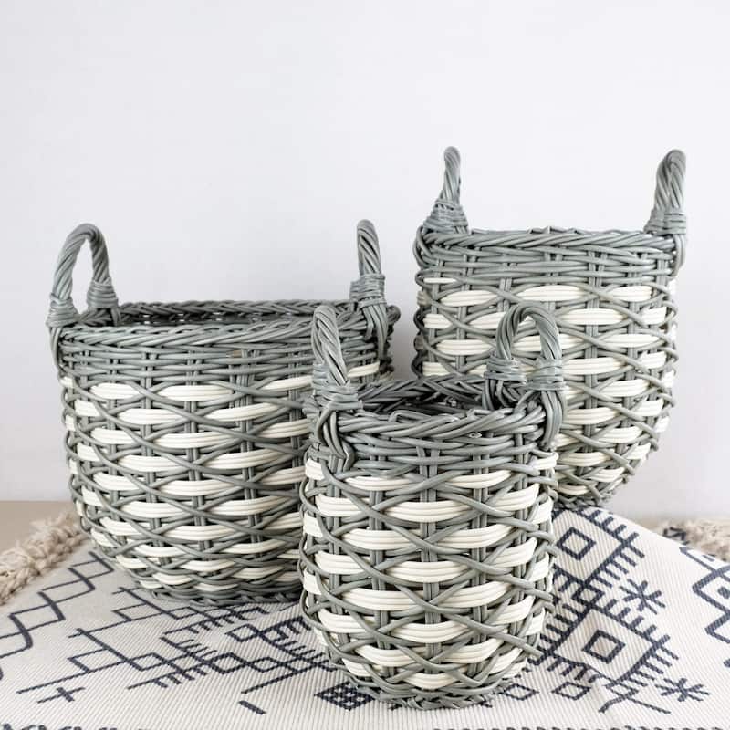 DTY Signature Wicker Baskets - Gray and White