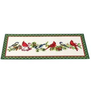 Cardinal and Chickadee Holiday Floor Runner Rug - 20.25