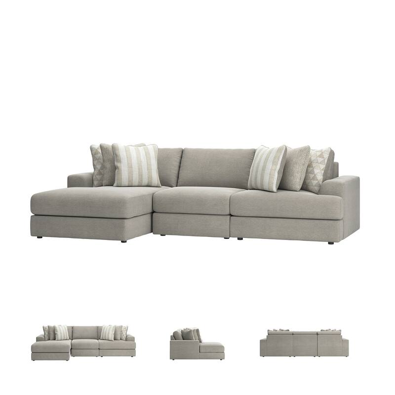 Signature Design by Ashley Avaliyah Gray 3-Piece Sectional with Chaise - 127" W x 68" D x 37" H