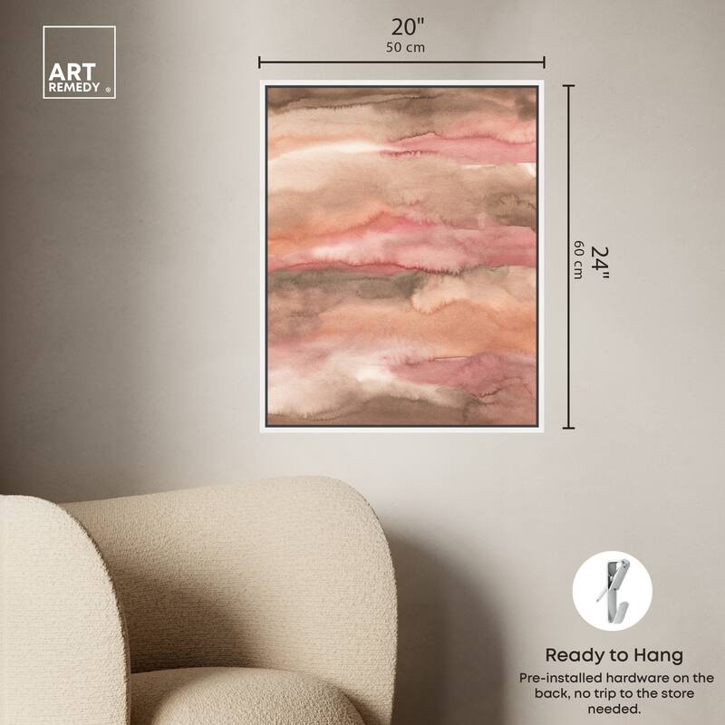 Art Remedy Loose Powder Framed Boho Abstract 1 Piece Canvas Wall Art