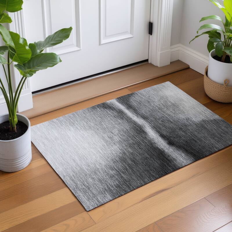 Machine Washable Indoor/ Outdoor Modern Landscape Chantille Rug