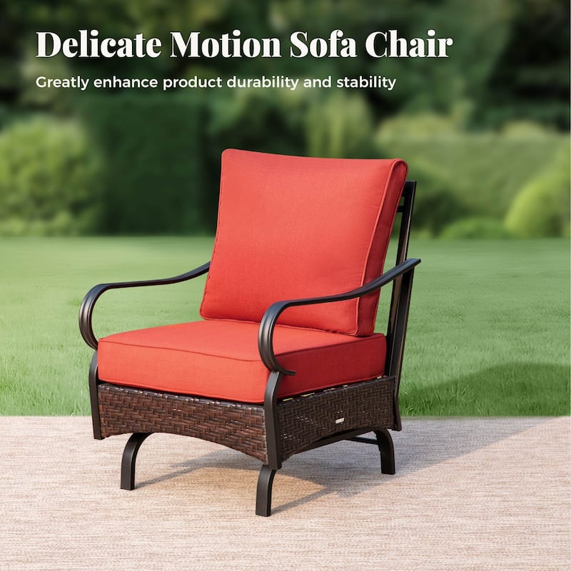 MAISON ARTS 4-Piece Rattan Wicker Patio Furniture Set with Swivel Chairs, Metal Frame & Coffee Table for Outdoor Spaces