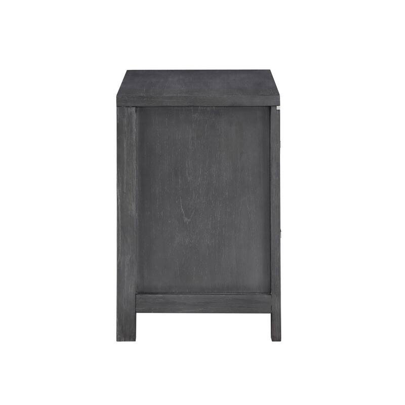Tal 27 Inch Nightstand, 2 Drawers with Chrome Handles, Charcoal Gray Finish