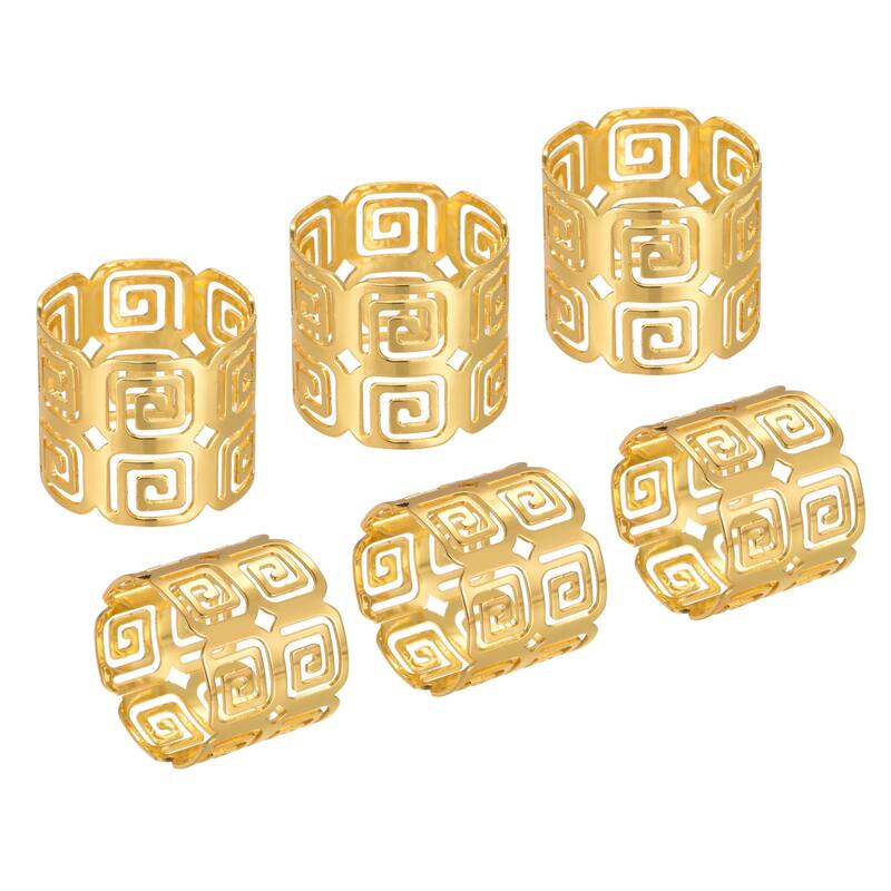 Metal Napkin Rings, 6pcs Hollow Napkin Ring Holder Set, Gold Tone - Gold Tone - 39mm