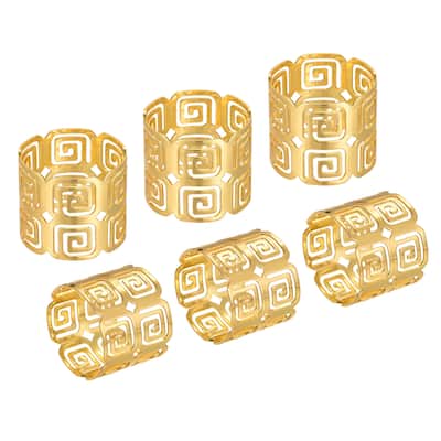 Metal Napkin Rings, 6pcs Hollow Napkin Ring Holder Set, Gold Tone - Gold Tone - 39mm