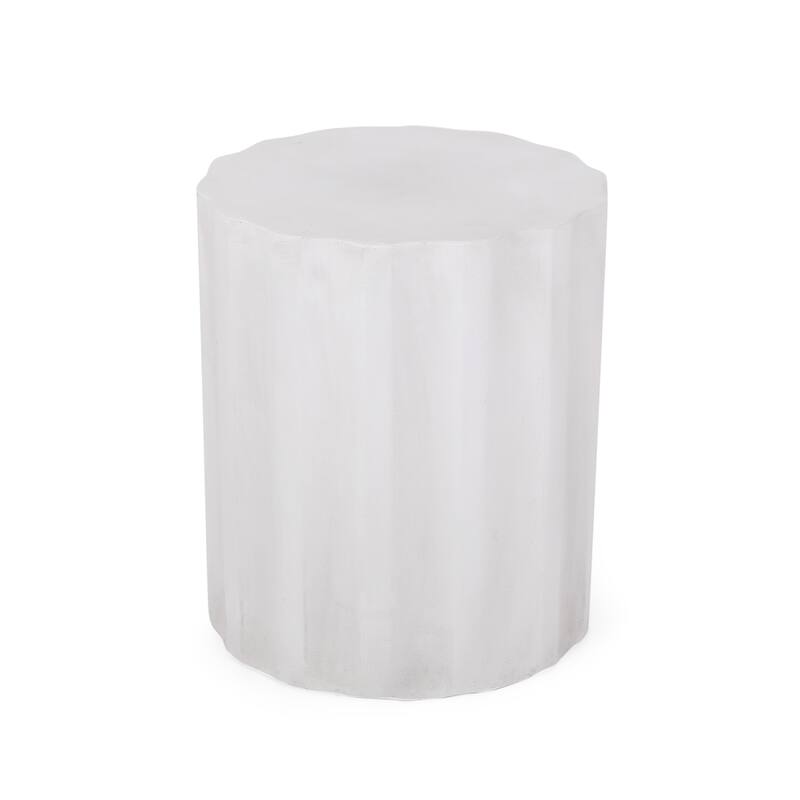 Lightweight Concrete Side Table, Antique White Accent Table for Indoor & Outdoor Use