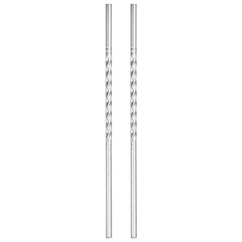 2Pcs 8.46" Long 0.24" Dia Stainless Steel Straws Straight Threaded