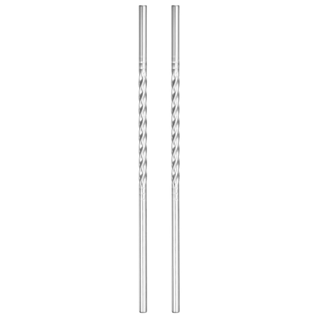 2Pcs 8.46" Long 0.24" Dia Stainless Steel Straws Straight Threaded
